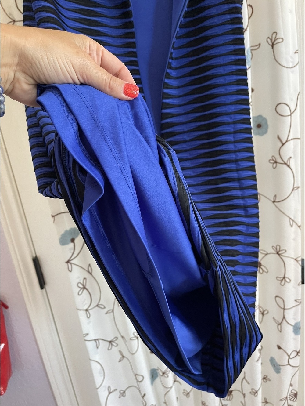 Calvin Klein | Sz 12 | Royal blue & black striped sheath dress - Picture 6 of 6